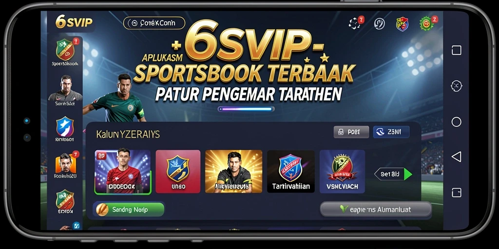 Menampilkan antarmuka aplikasi 6SVIP dengan pilihan taruhan olahraga.