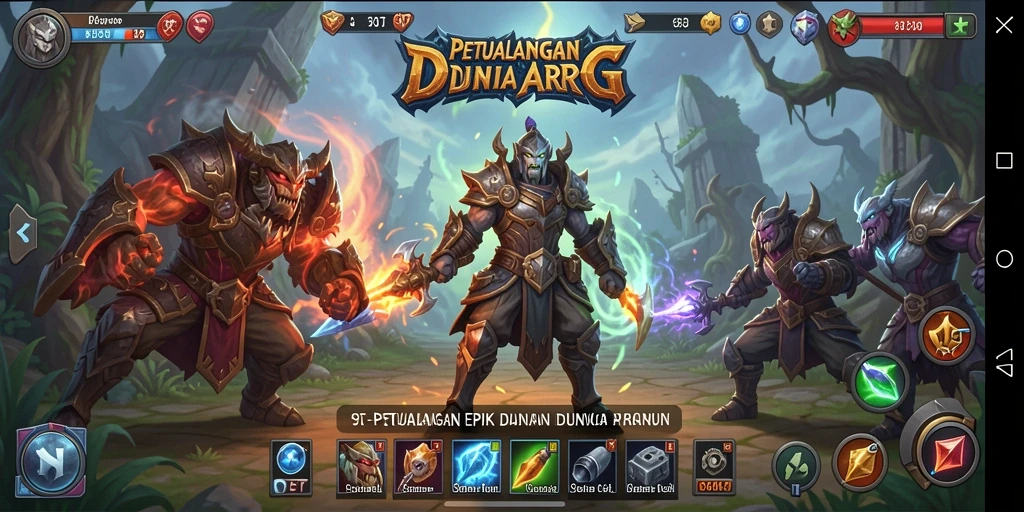 Screenshot gameplay ARPG dengan pertempuran seru dan karakter menarik.