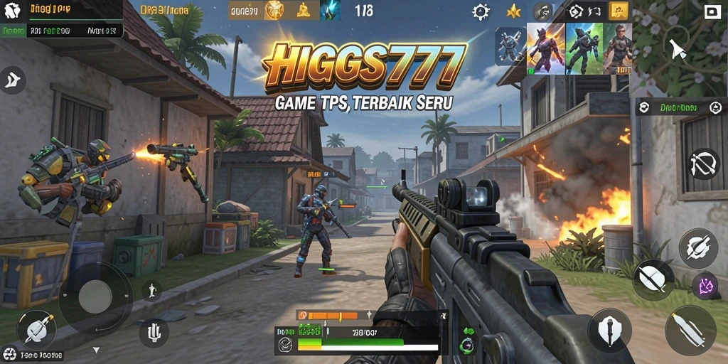 Screenshot HIGGS777 menampilkan aksi seru dalam gameplay TPS.