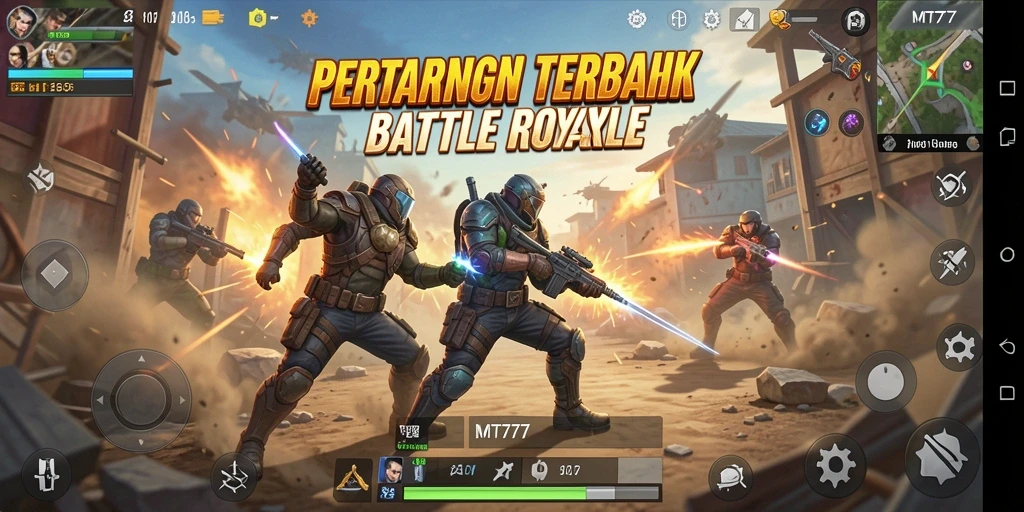 Tampilan permainan seru dalam MT777 dengan aksi Battle Royale yang mendebarkan.