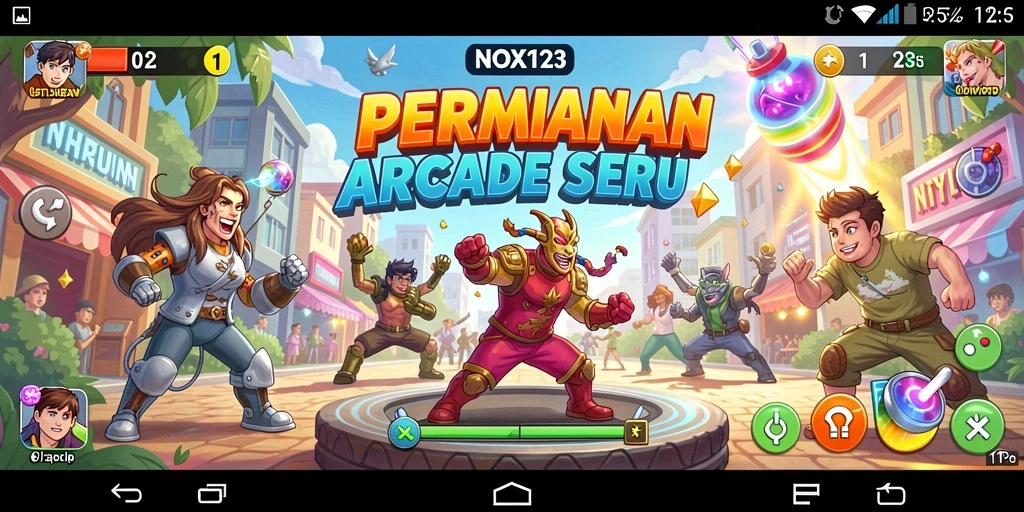 Tampilan gameplay seru dari NOX123 yang menantang dan penuh warna.