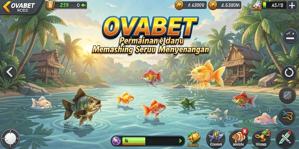 Gameplay seru OVABET dengan berbagai lokasi dan ikan menarik.