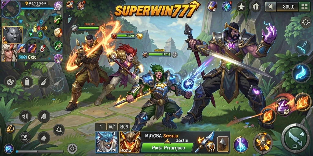 Tampilan menarik dari gameplay MOBA dalam SUPERWIN777.