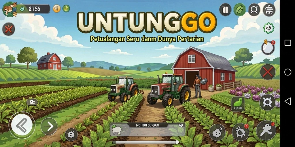 Screenshot UNTUNGGO menunjukkan petualangan seru dalam bertani dan mengelola lahan.