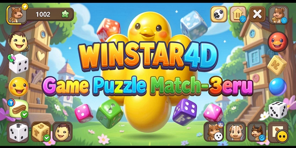 Tangkapan layar menunjukkan gameplay seru dari WINSTAR4D dengan berbagai tantangan Match-3.
