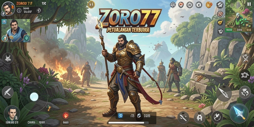 Tampilan gameplay seru dalam ZORO77 saat menjelajahi dunia petualangan.